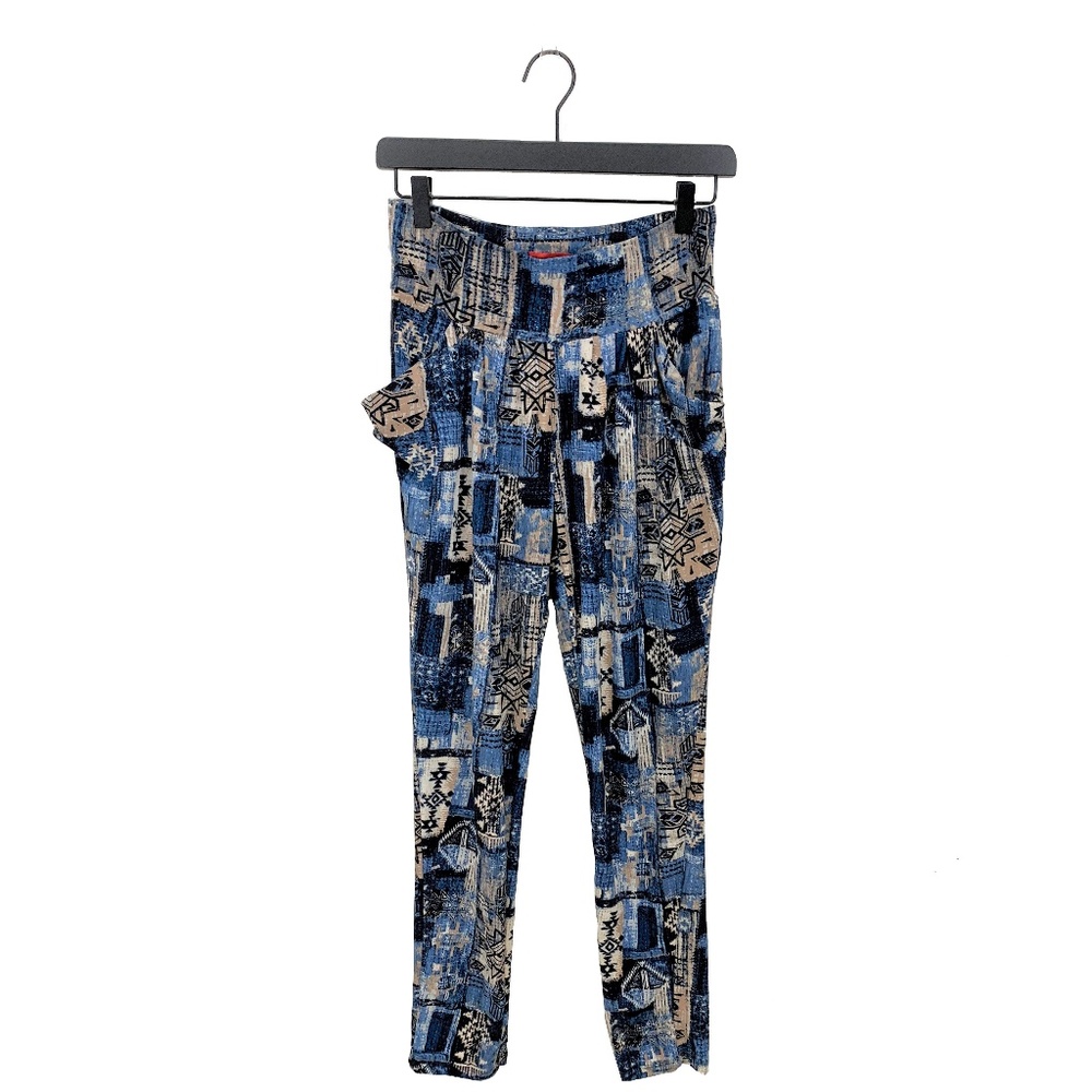 Hot Kiss Patterned Pants Blue Pink Size Medium